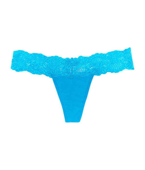 Neon Blue Lace-Band Thong